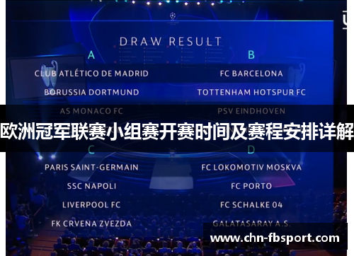 欧洲冠军联赛小组赛开赛时间及赛程安排详解