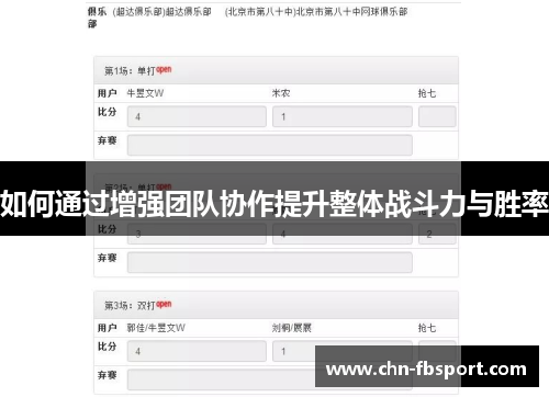 如何通过增强团队协作提升整体战斗力与胜率 如何通过增强团队协作提升整体战斗力与胜率